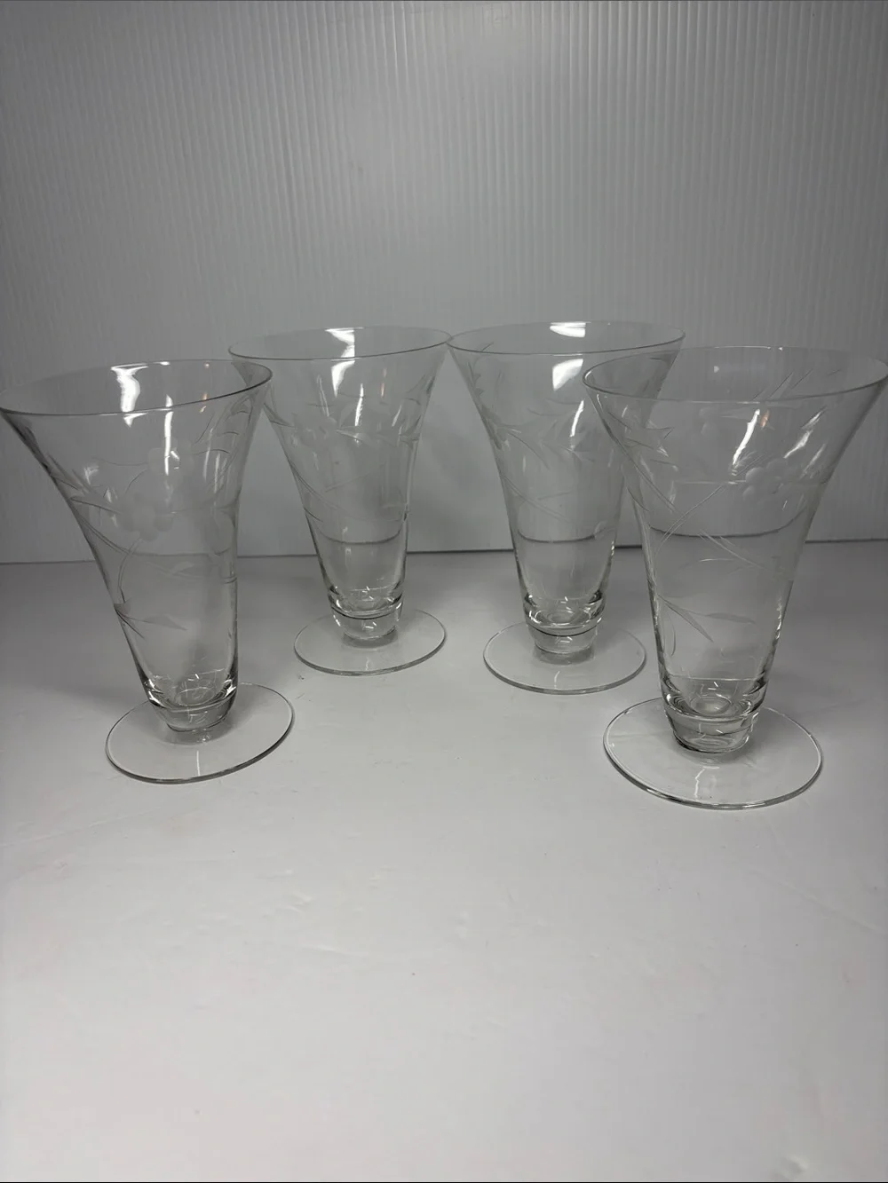 Clear Etched Glasses Set of 4